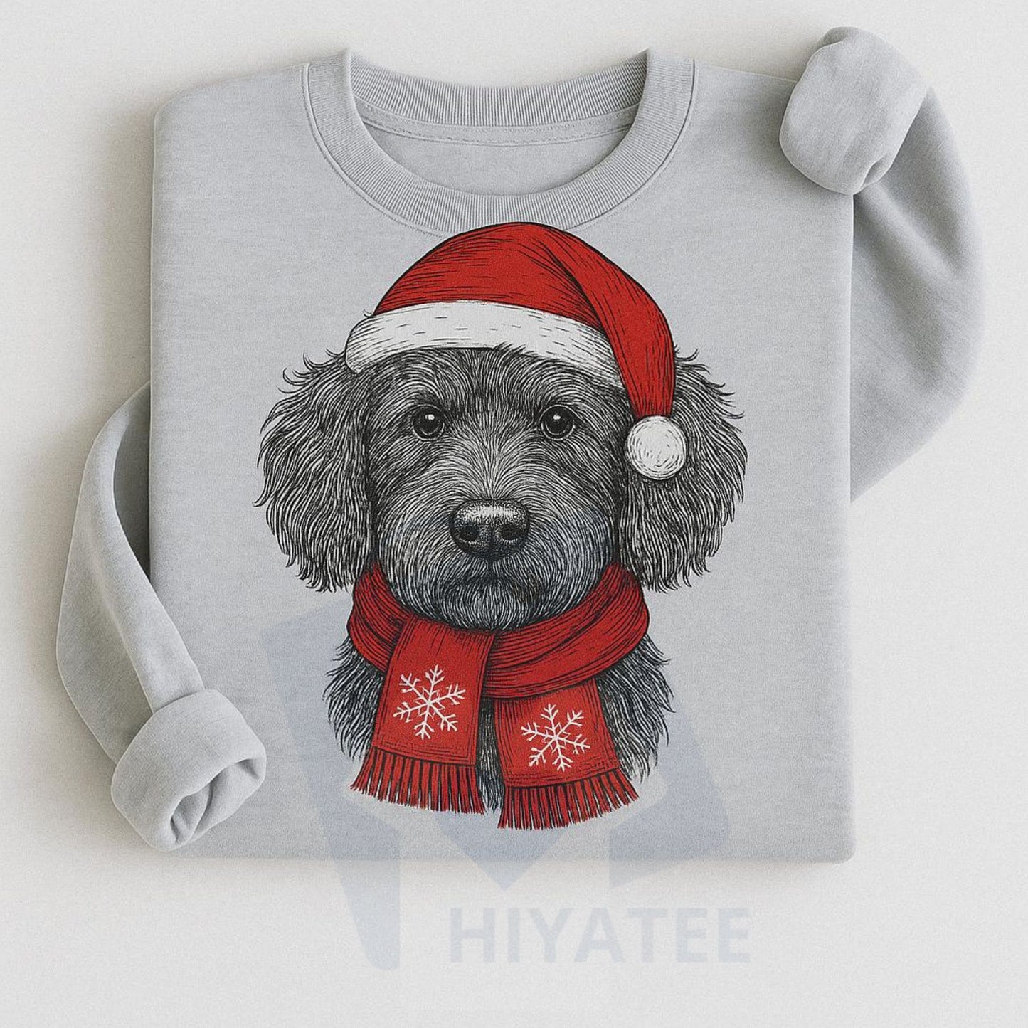 Santa Paws Christmas Hat Dog Sweatshirt: 50 Dog Breeds in Festive Santa Hats, Gildan Unisex Holiday Pullove