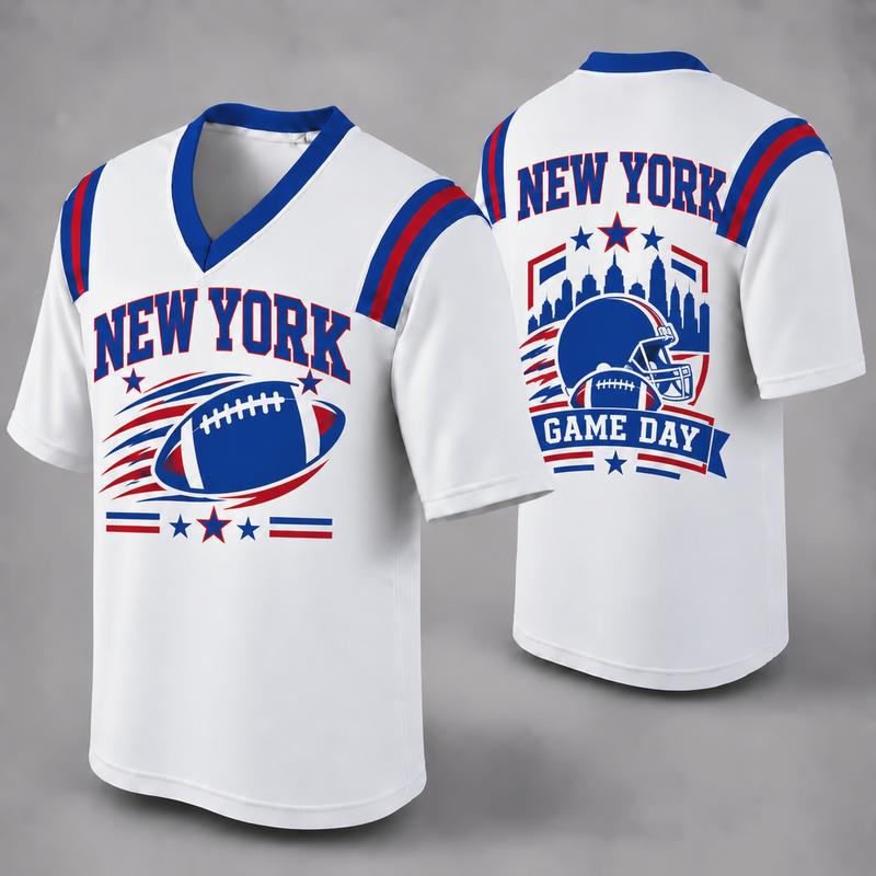 Custom Football Fan Jersey, White Mesh V-Neck Game Day Top, Unisex American Football Apparel for All 32 Teams