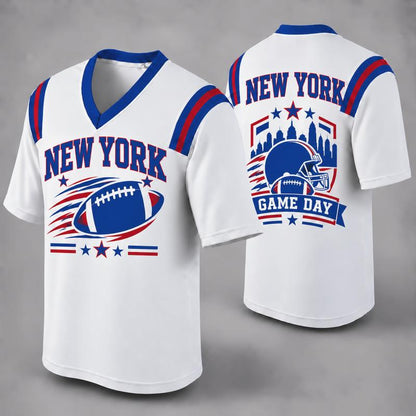 Custom Football Fan Jersey, White Mesh V-Neck Game Day Top, Unisex American Football Apparel for All 32 Teams