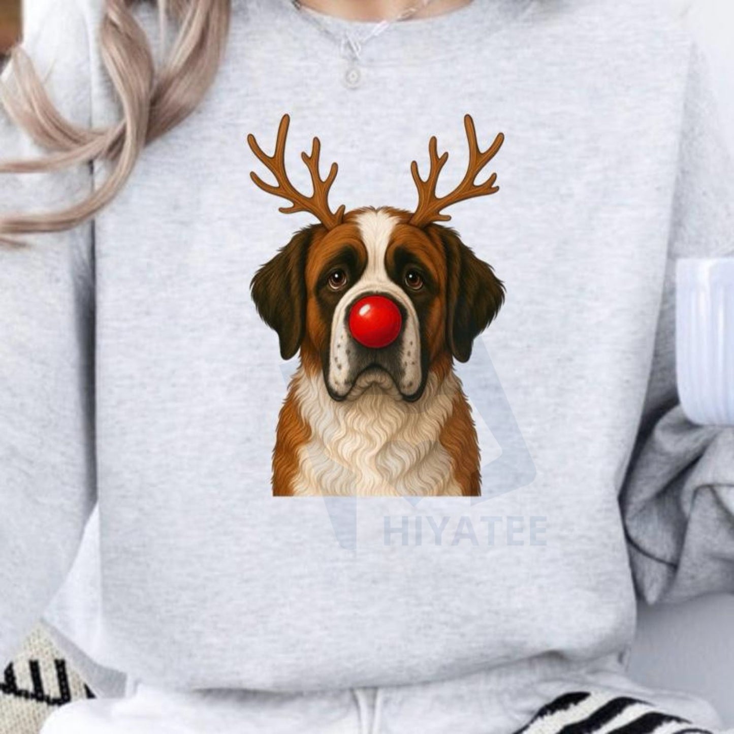 Christmas Reindeer Dog Sweatshirt: Cute Holiday Pet Graphic Pullover, Festive Dog Lover Crewneck, Unisex Gift