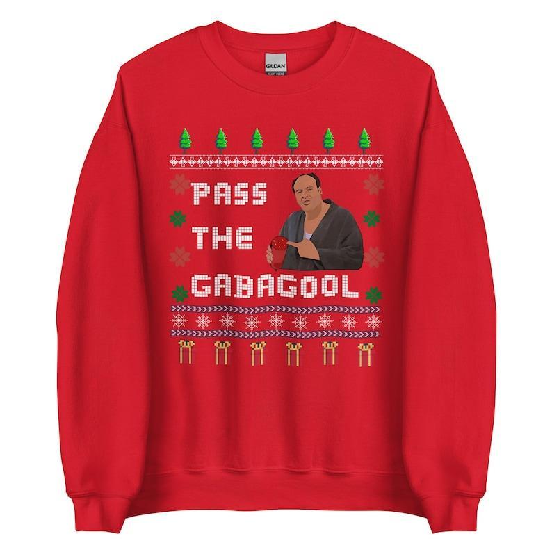 Ugly Sopranos Christmas Sweatshirt, Pass The Gabagool, Christmas Sweater, Funny Christmas Sweatshirt