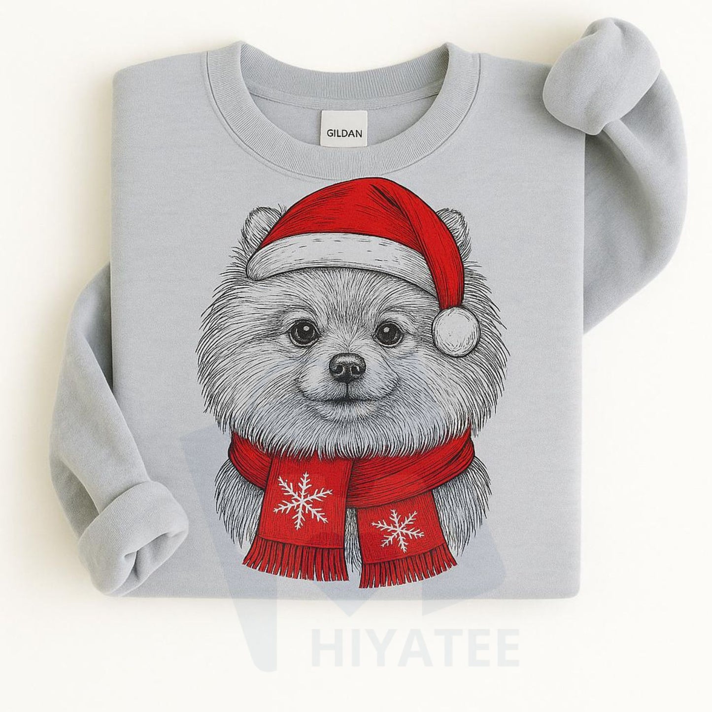 Santa Paws Christmas Hat Dog Sweatshirt: 50 Dog Breeds in Festive Santa Hats, Gildan Unisex Holiday Pullove
