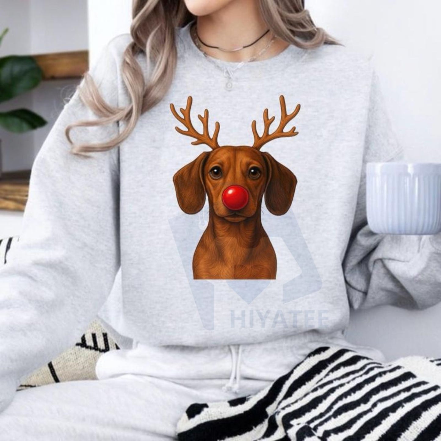 Christmas Reindeer Dog Sweatshirt: Cute Holiday Pet Graphic Pullover, Festive Dog Lover Crewneck, Unisex Gift