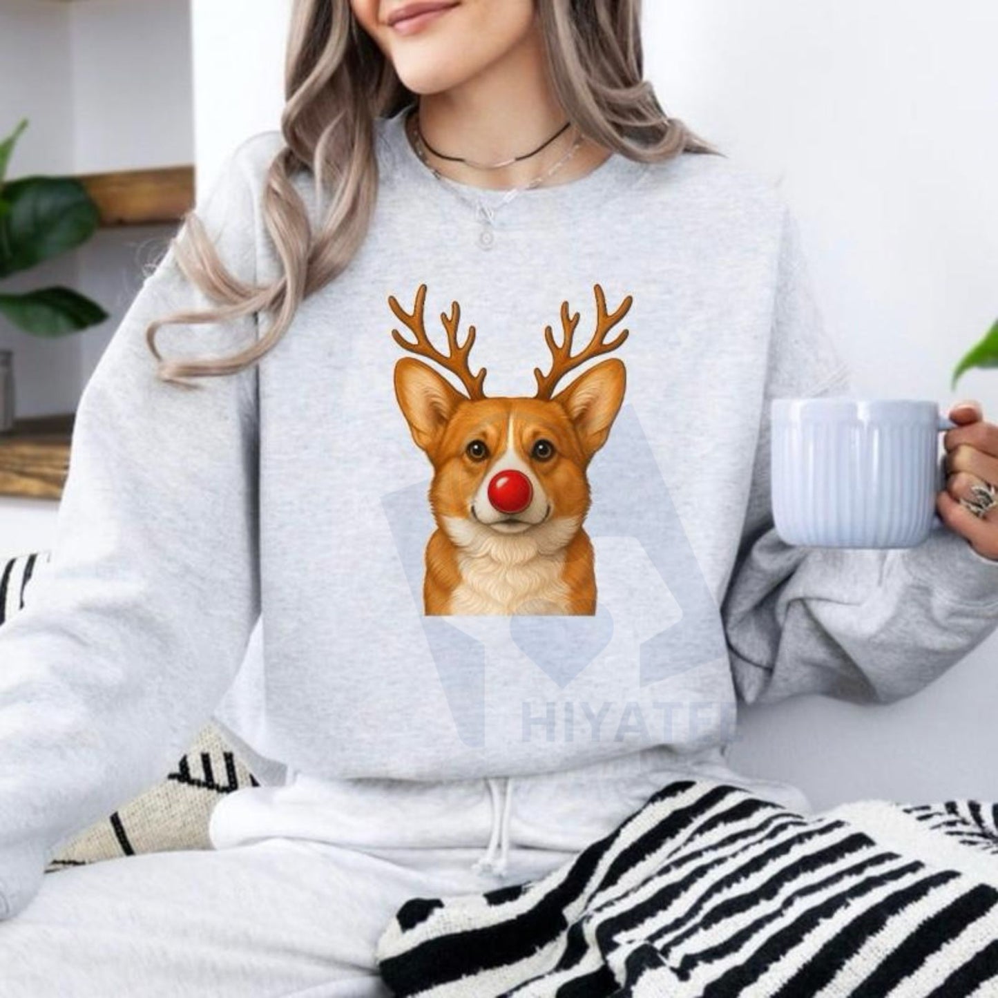Christmas Reindeer Dog Sweatshirt: Cute Holiday Pet Graphic Pullover, Festive Dog Lover Crewneck, Unisex Gift