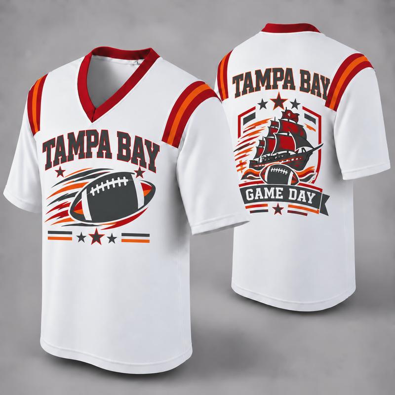 Custom Football Fan Jersey, White Mesh V-Neck Game Day Top, Unisex American Football Apparel for All 32 Teams