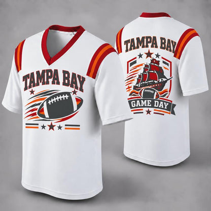 Custom Football Fan Jersey, White Mesh V-Neck Game Day Top, Unisex American Football Apparel for All 32 Teams