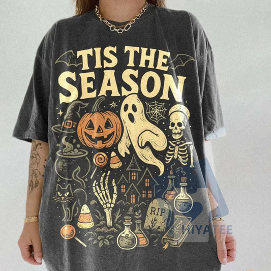 'Tis the Season Scary Halloween Comfort Colors Shirt – Trendy Halloween, Spooky Season Retro Tee, Cute Halloween Shirt