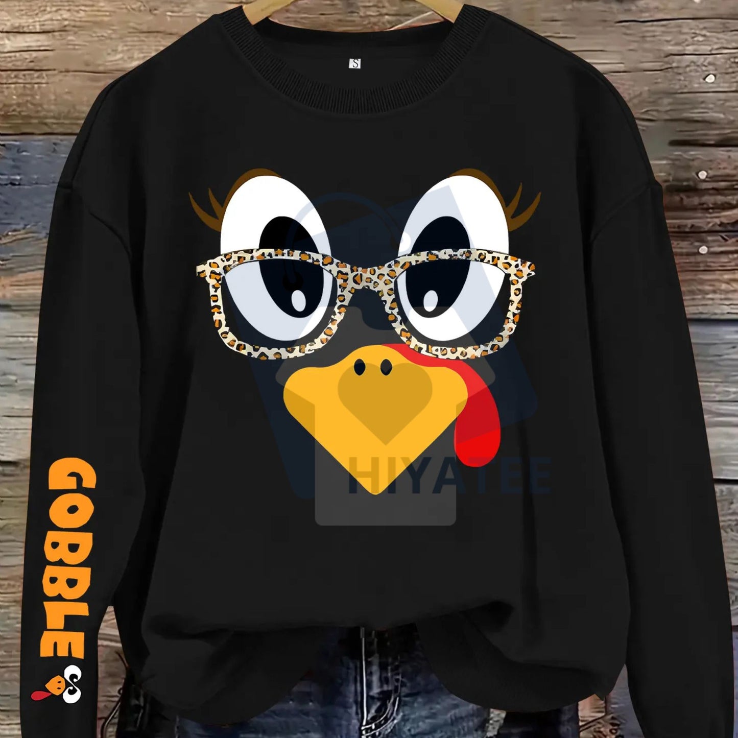 Women's Casual Thanksgiving Turkey Print Pullover Sweater: Soft Long Sleeve Round Neck Sweatshirt, Cute All-Season Holiday Wear