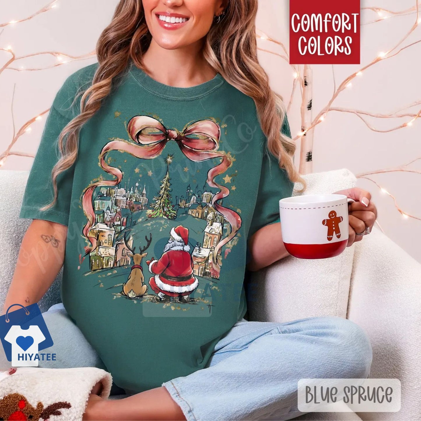 Coquette Christmas Town Shirt – Comfort Colors Trendy Women's Holiday T-shirt, Vintage Christmas Aesthetic Tee