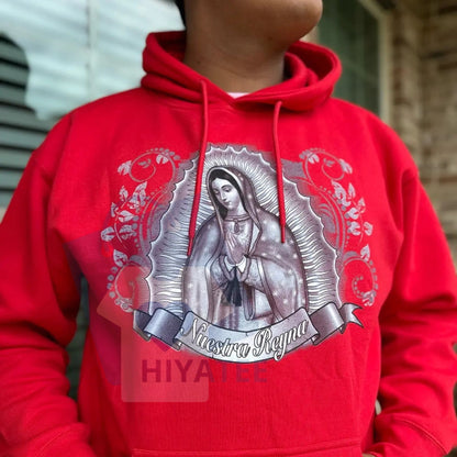 Red Virgen Mary Hoodie – Our Lady Graphic Pullover