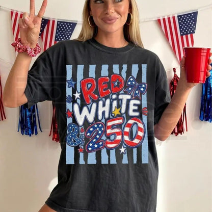 Comfort Colors® 250th Anniversary USA Shirt – Red White and 250 Preppy Patriotic Tee