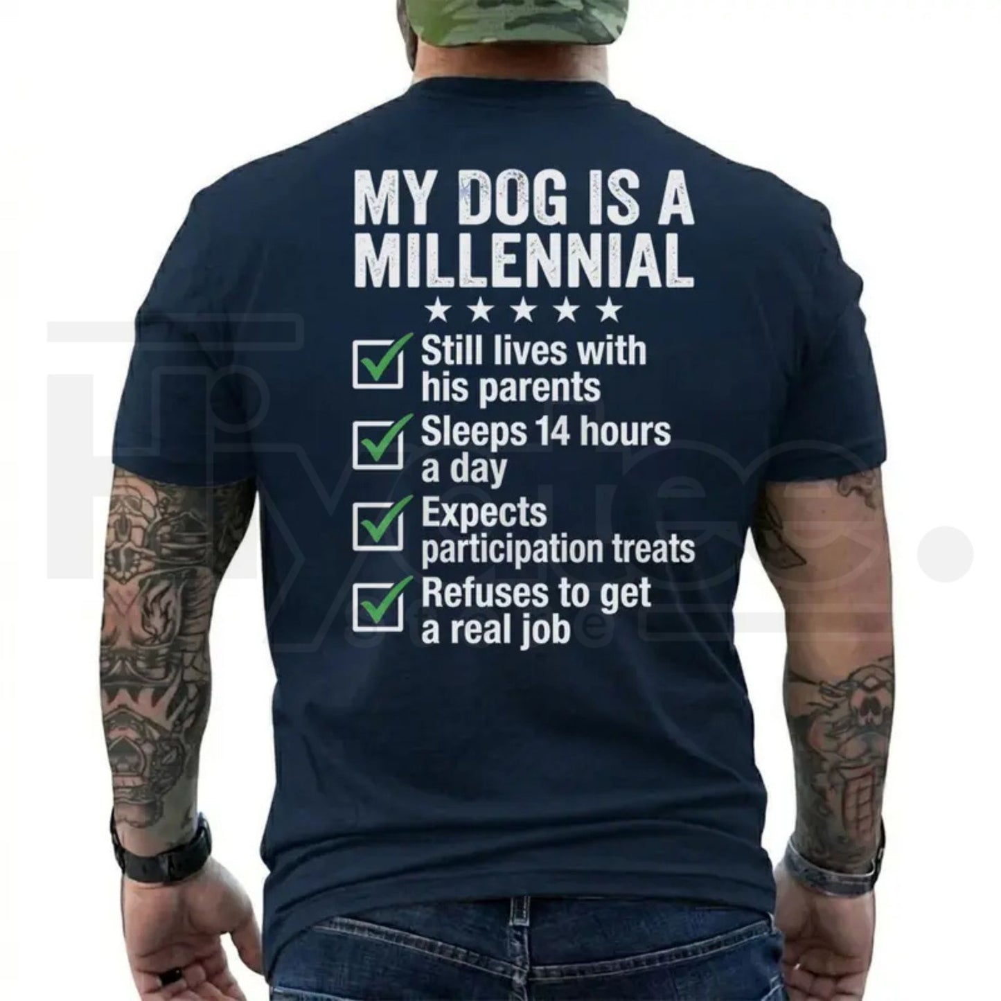 Funny Dog Dad T-Shirt for Men – My Dog Is A Millennial Graphic Tee