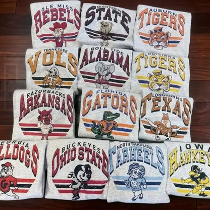 Retro College Football Sweatshirt – Ash Unisex Crewneck for Game Day Fans, Classic Trending Cotton Pullover