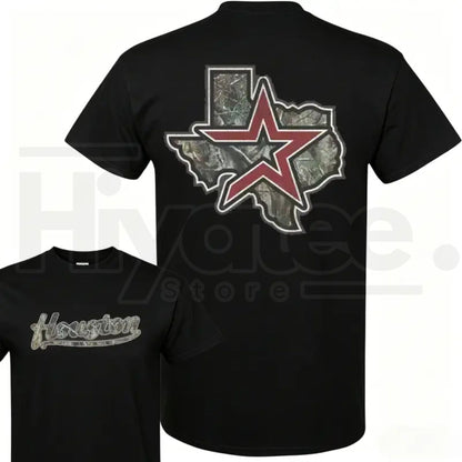 Men's Vintage Houston Texas Camo Star Graphic T-Shirt – Outdoor Red Streetwear Tee