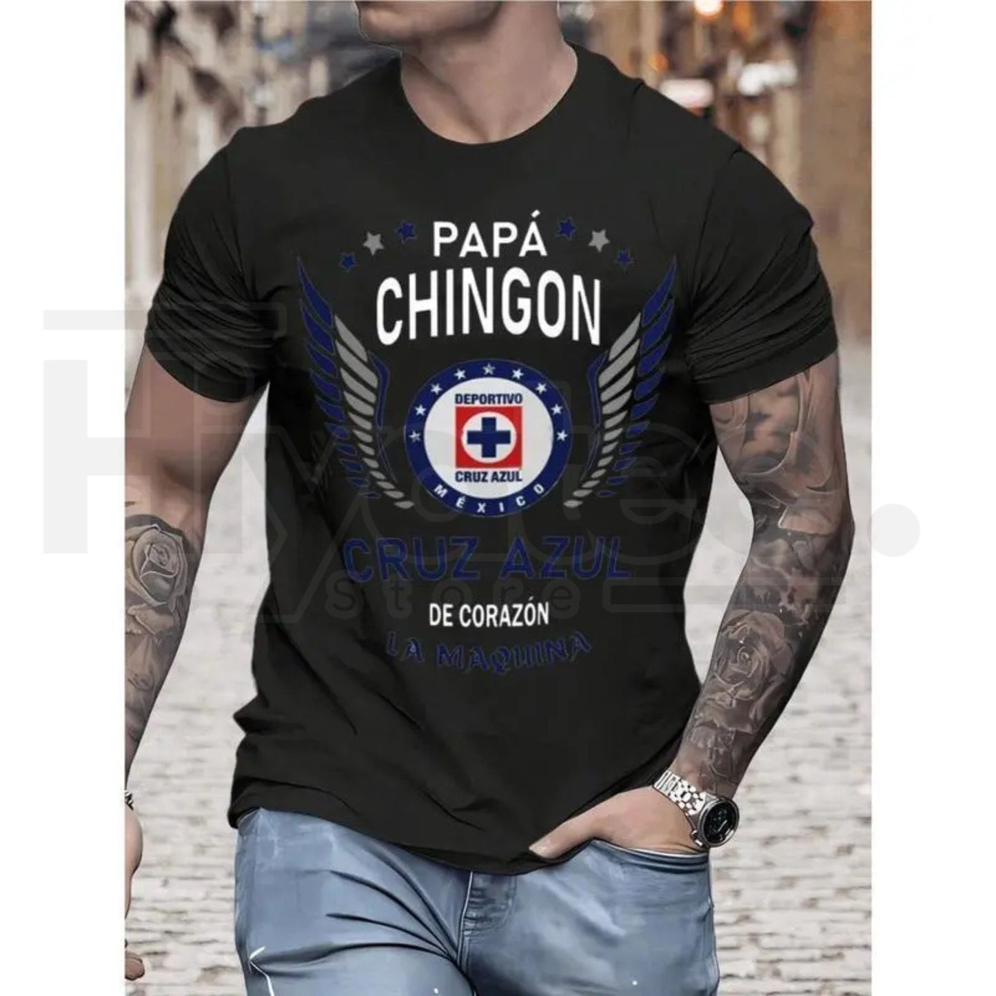 Cruz Azul "Papa Chingon" Graphic Tee – Premium Soccer Dad T-Shirt, Sarcastic Latino Father's Day Gift