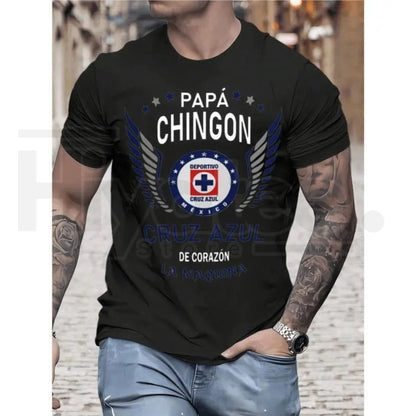 Cruz Azul "Papa Chingon" Graphic Tee – Premium Soccer Dad T-Shirt, Sarcastic Latino Father's Day Gift