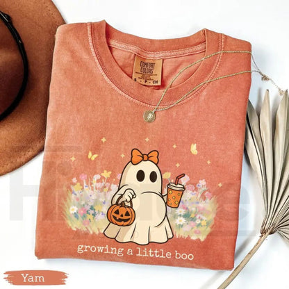 Comfort Colors Growing A Little Boo Halloween Maternity Shirt