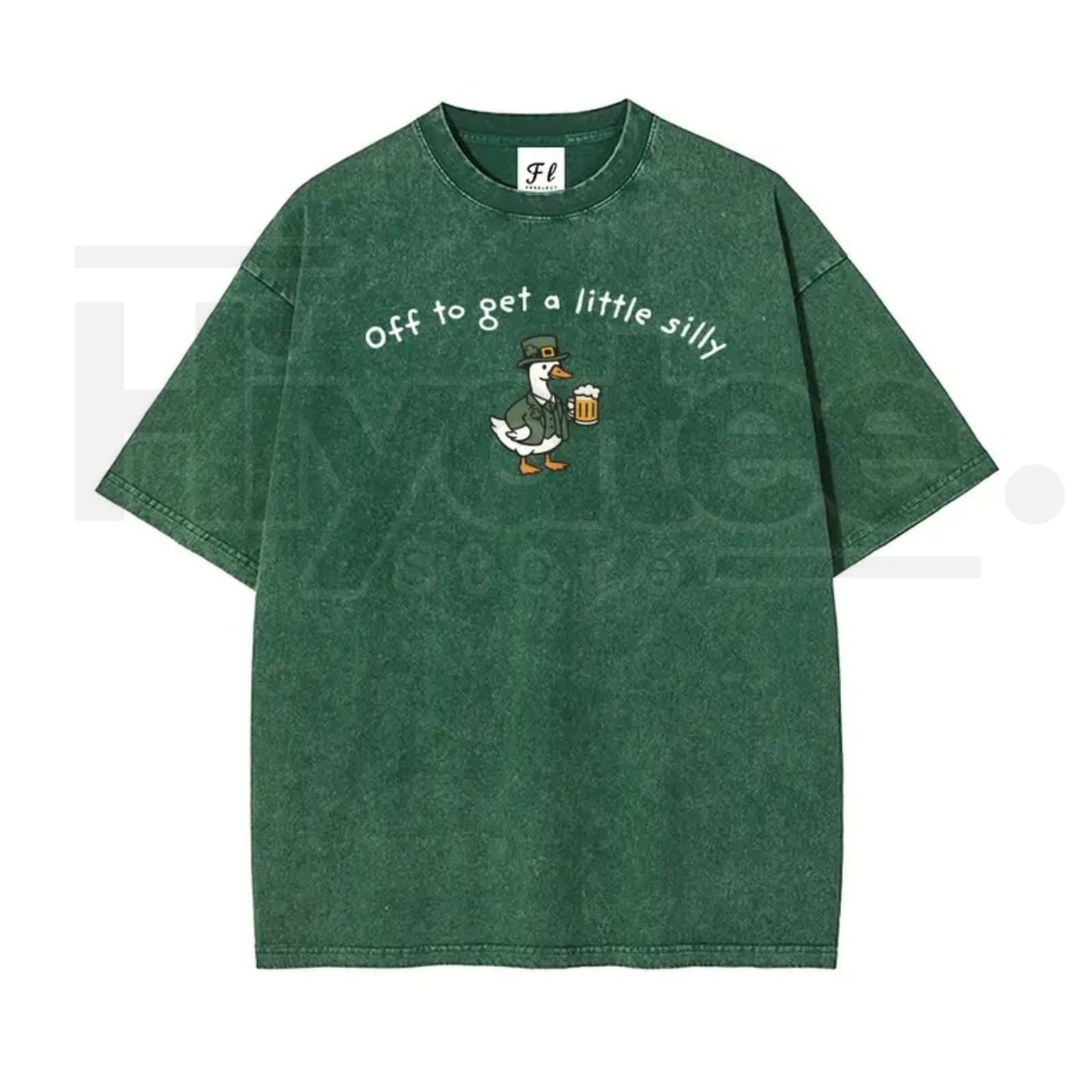 Unisex “Off to Get a Little Silly” Vintage Washed T-Shirt – Shamrock St. Patrick’s Day Graphic Tee