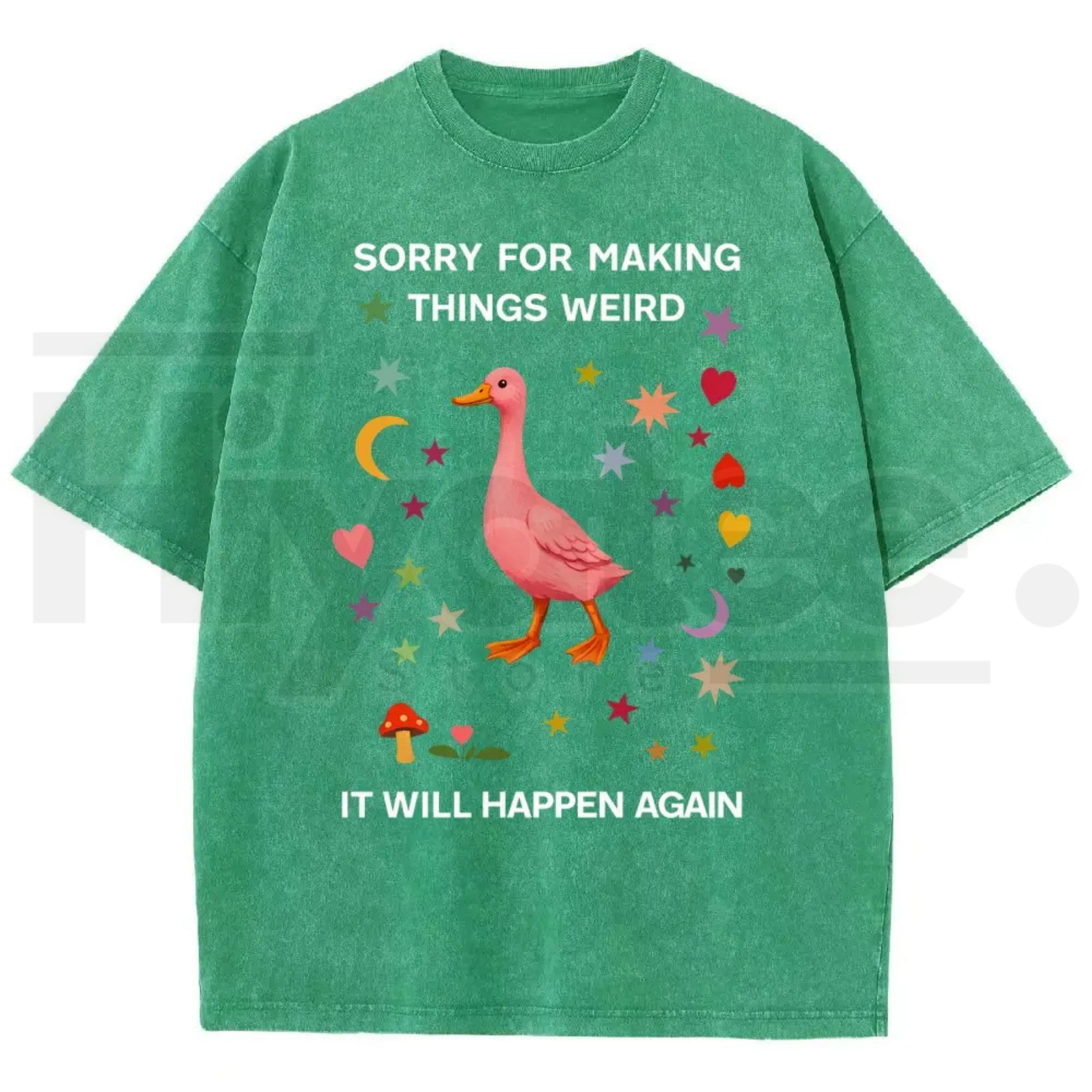 Vintage Funny Duck Meme Graphic T-Shirt – Sorry For Making Things Weird Oversized Heavyweight Cotton Tee