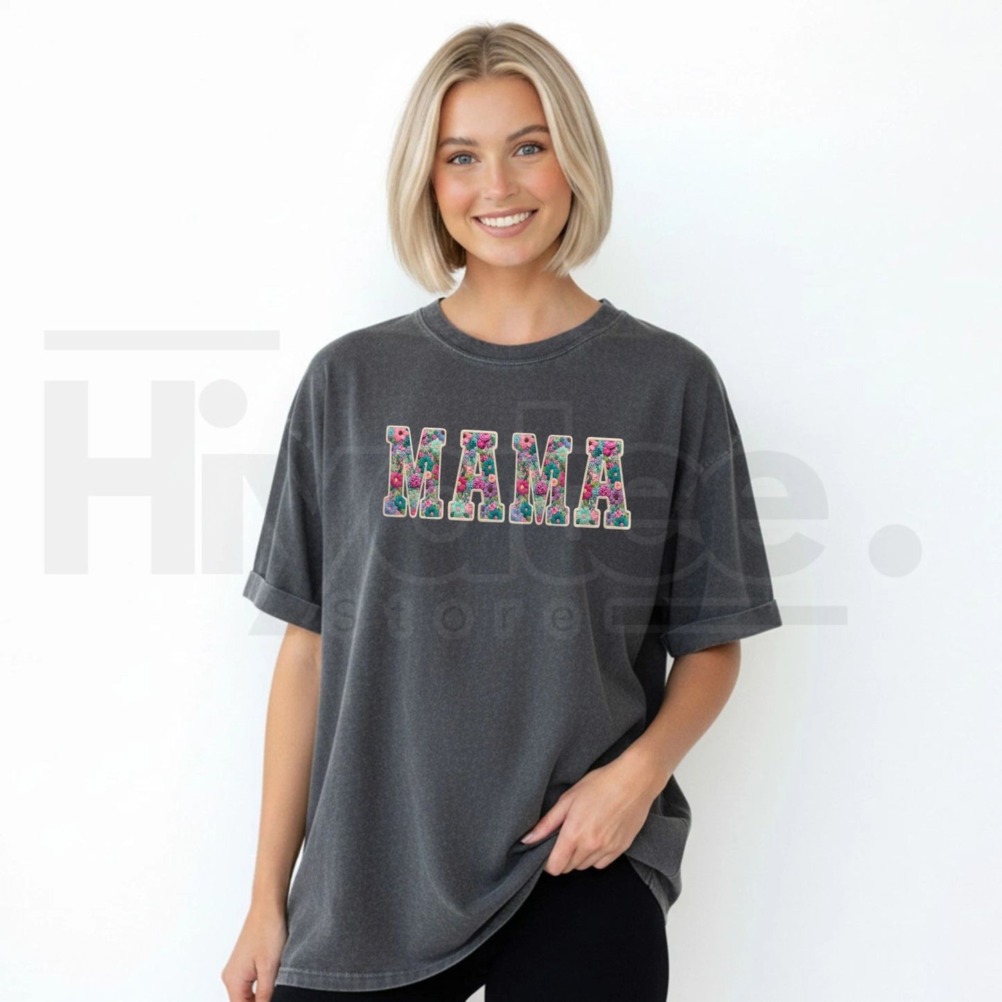 Comfort Colors® Faux Embroidery Mama T-Shirt – Trendy Vintage Mother's Day Gift, Minimalist Boutique Graphic Tee