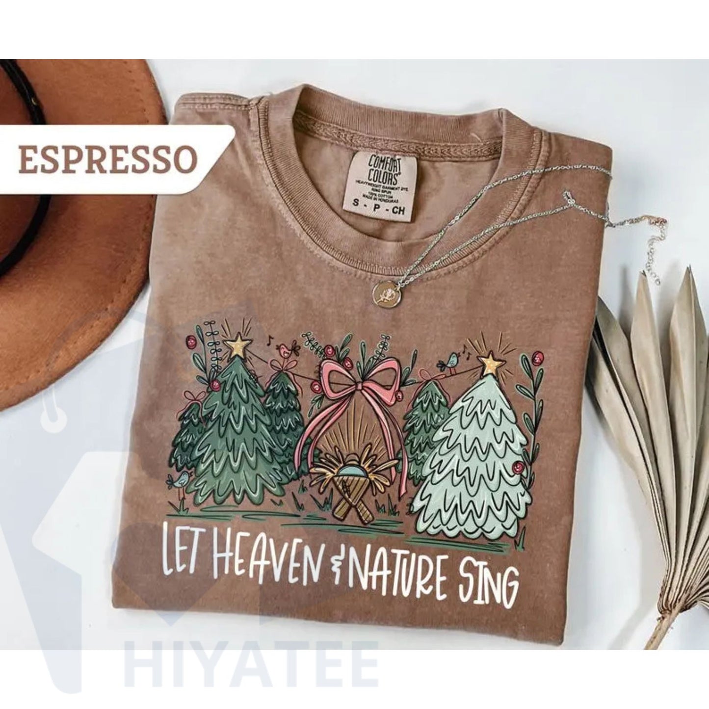Comfort Colors "Let Heaven & Nature Sing" Christmas T-Shirt – Joy to the World Christian Tee, Inspirational Holiday Gift
