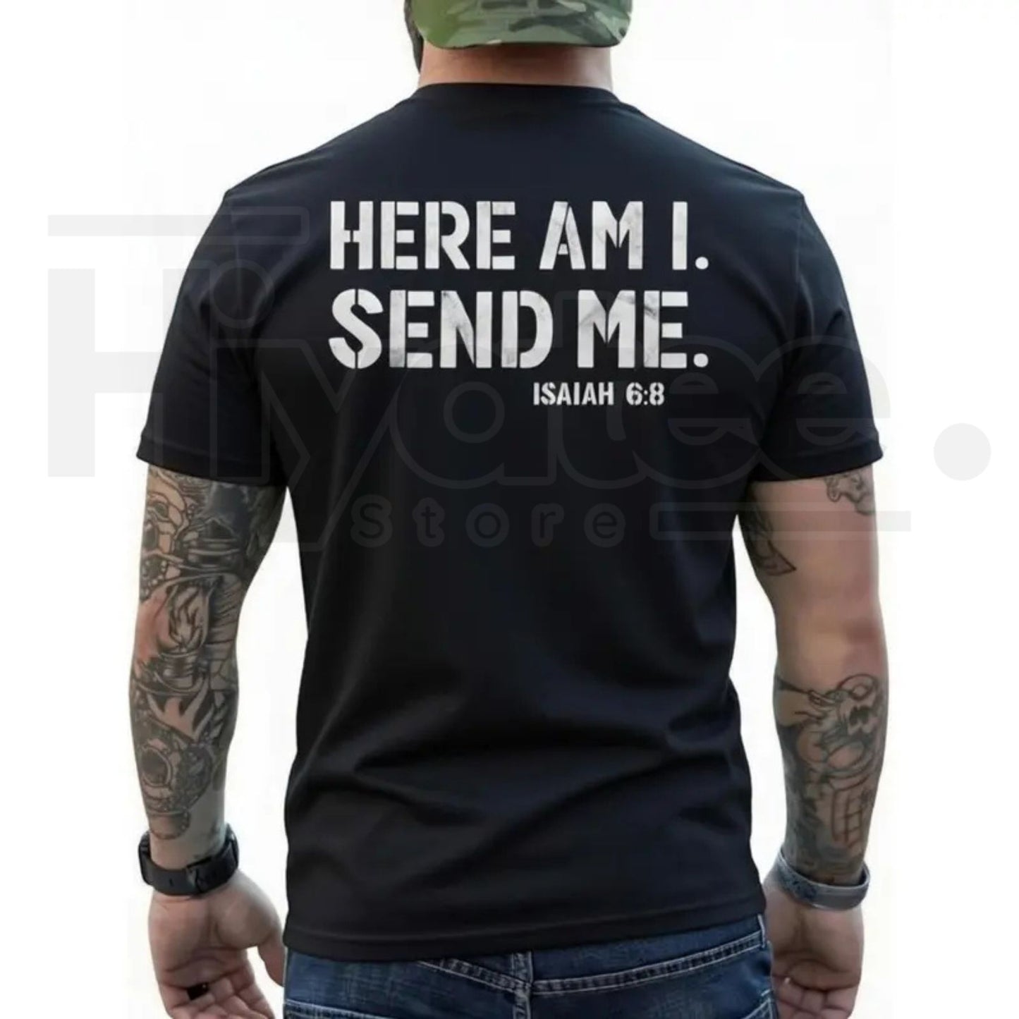 Here Am I Send Me Faith Graphic Tee – Christian Isaiah 6:8 Shirt