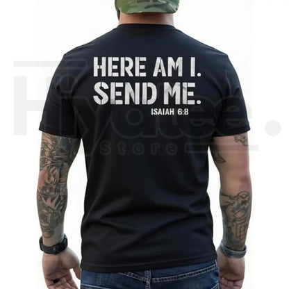 Here Am I Send Me Faith Graphic Tee – Christian Isaiah 6:8 Shirt