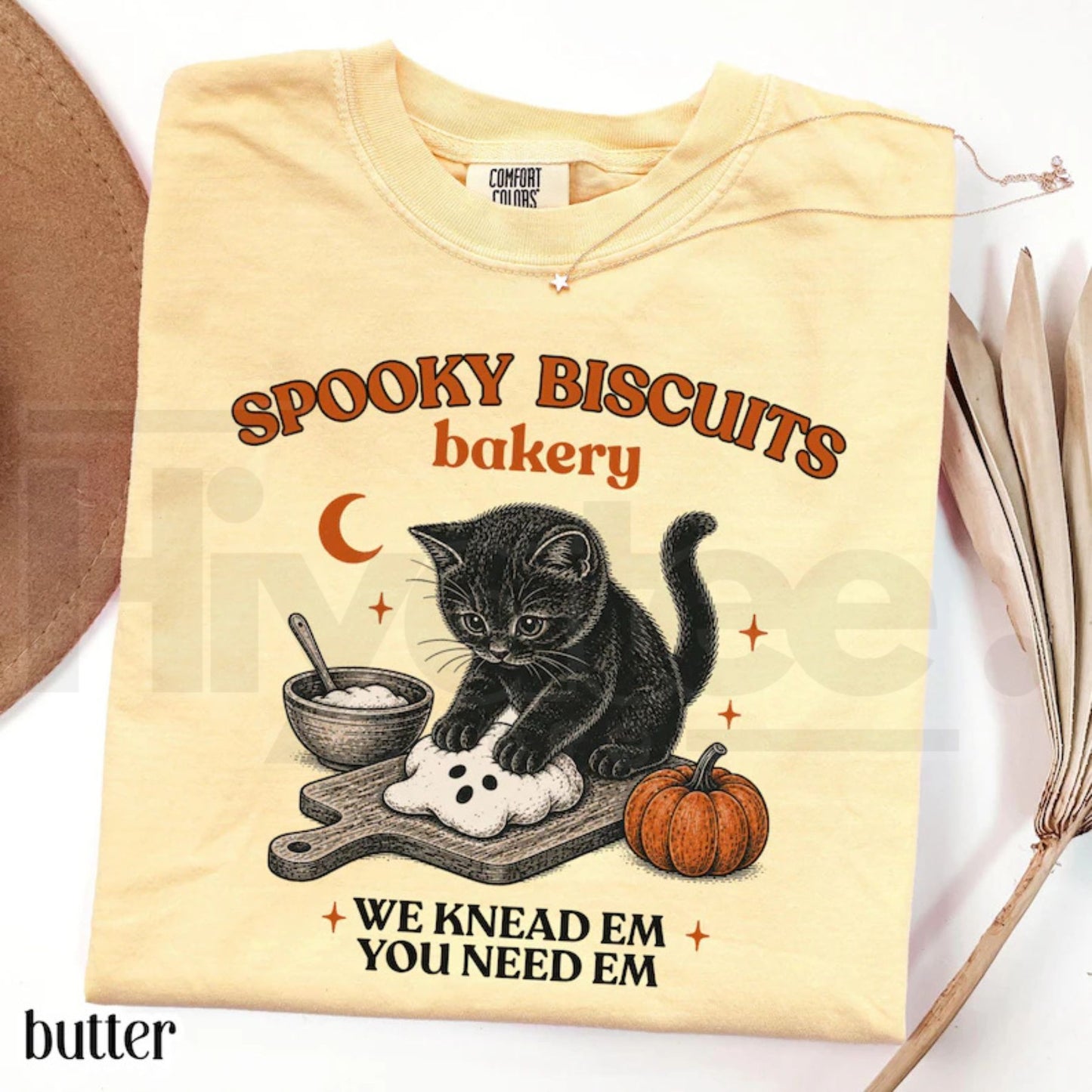 Comfort Colors Kitty Biscuits Shirt Spooky Season Black Cat Halloween Tee