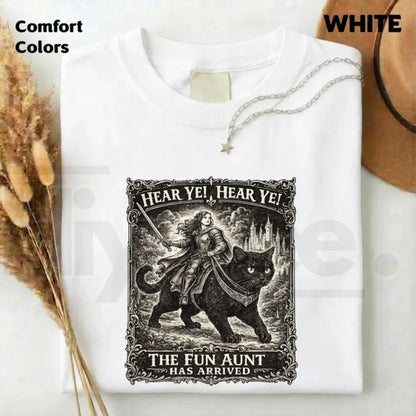 Comfort Colors Fun Aunt Knight Riding Black Cat T-Shirt