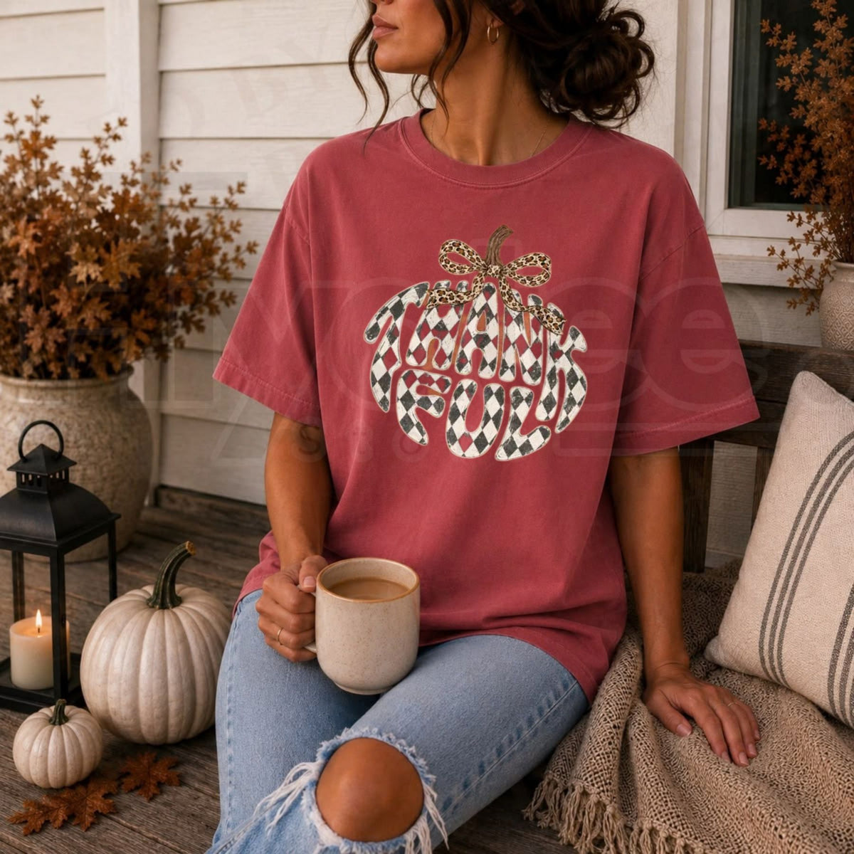 Retro Thankful Pumpkin Autumn Comfort Colors T-Shirt