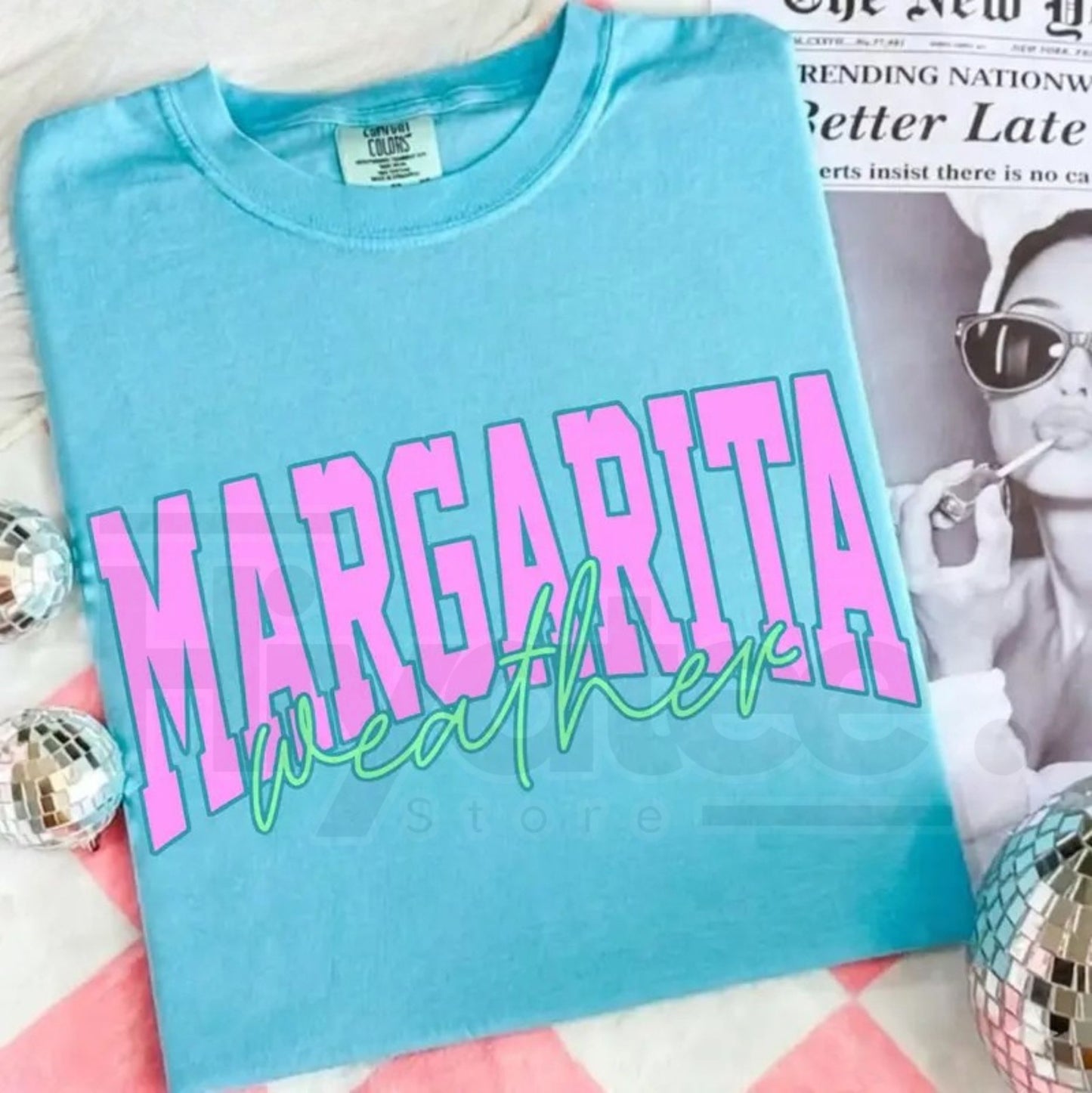 Comfort Colors® Margarita Weather Distressed T-Shirt – Trendy Summer & Vacation Graphic Tee