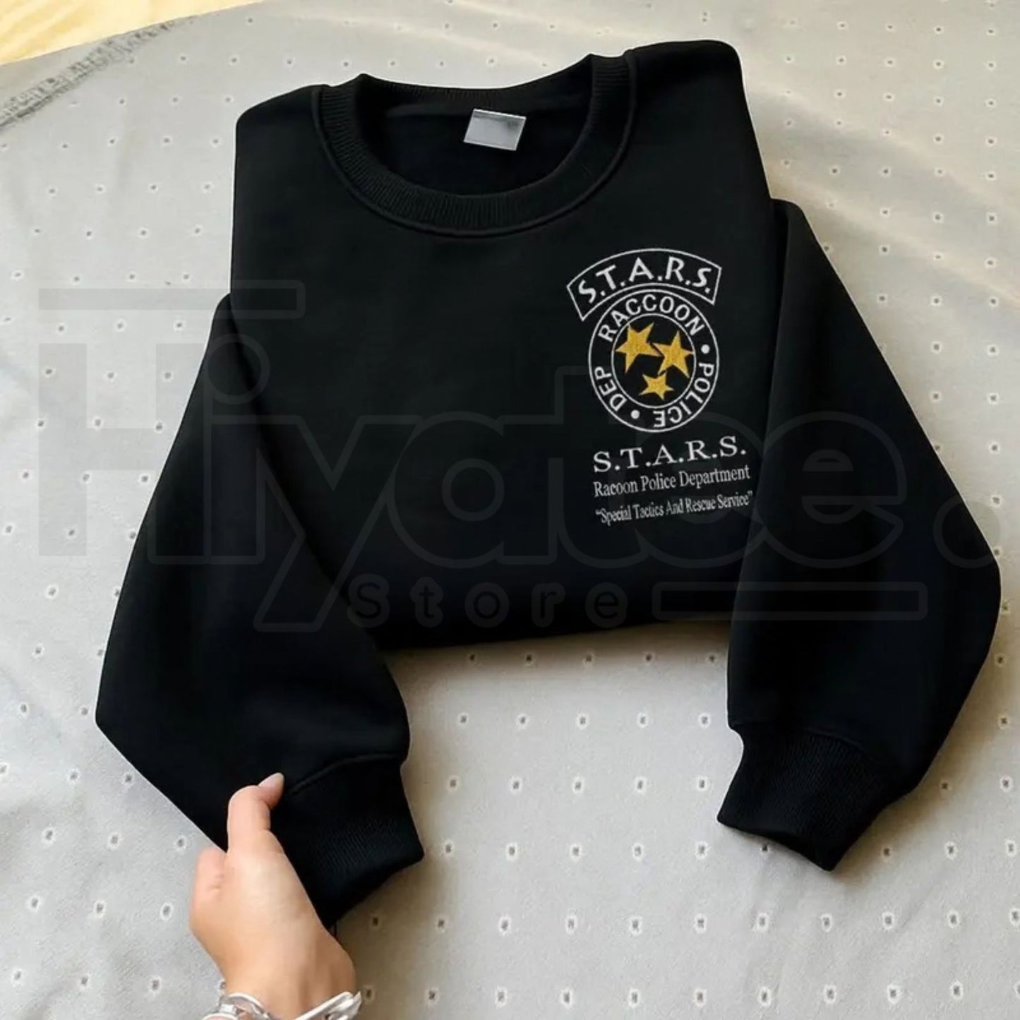 Resident Evil Embroidered Sweatshirt: Umbrella Corporation Leon Kennedy Horror Merch