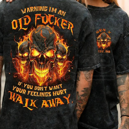 Chaosmoda Generation X Warning I'm An Old Fucker Custom Year Skull T-Shirt
