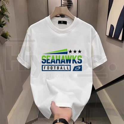 Men's Three Star Football Graphic T-Shirt – Sport Fan Game Day Crewneck Tee