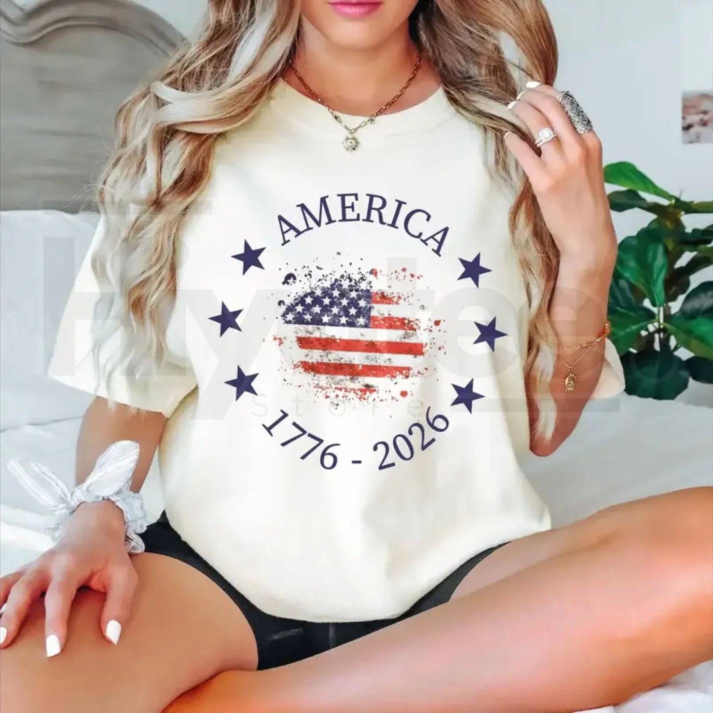 "America 250th Anniversary" – Vintage 1776 USA Flag Graphic Top