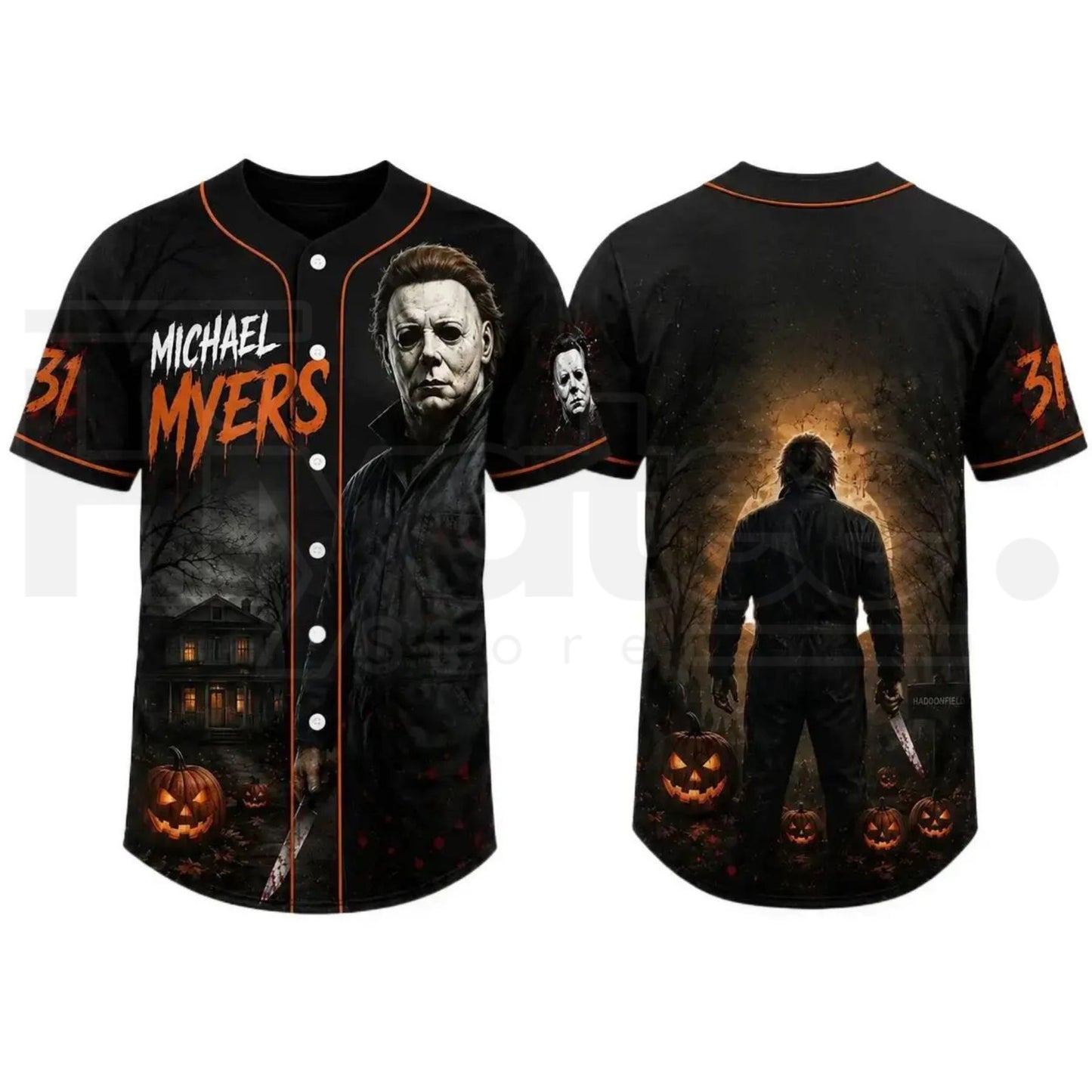 Horror Slasher Baseball Jersey – Classic Movie Characters Spooky Squad Shirt
