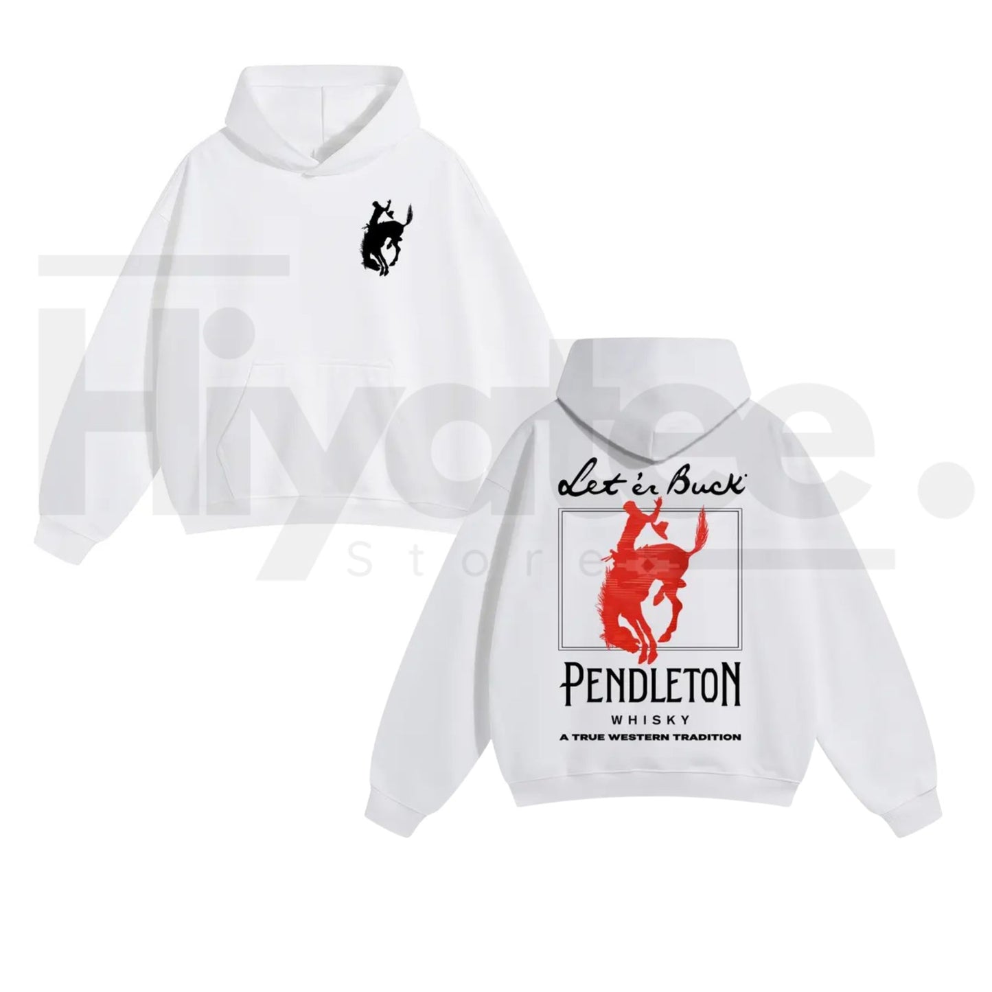 "Let 'Er Buck" Western Graphic Hoodie – Unisex Rodeo Pullover, Soft Cotton-Blend Oversized Streetwear