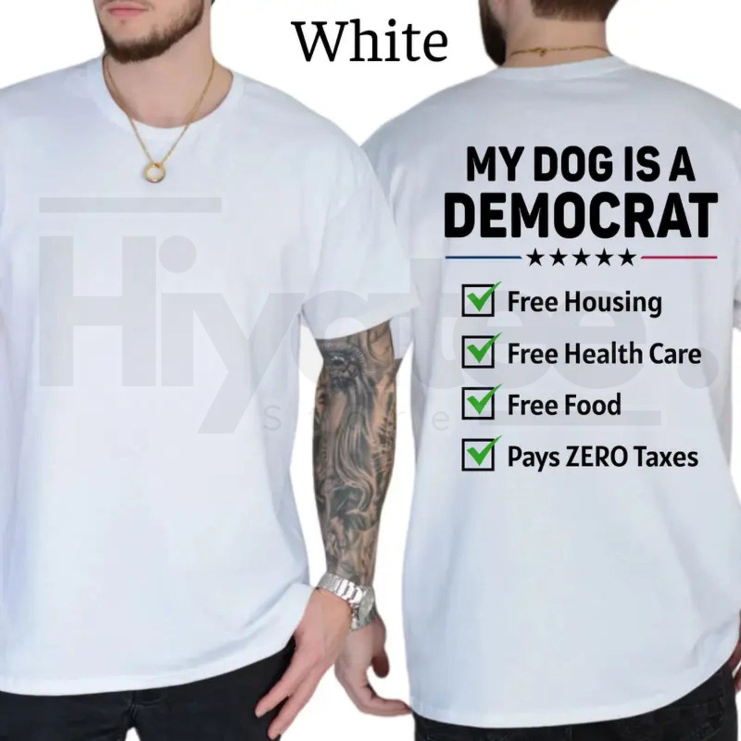 My Dog Is A Democrat Funny T-Shirt – Conservative Political Graphics Tee for Men