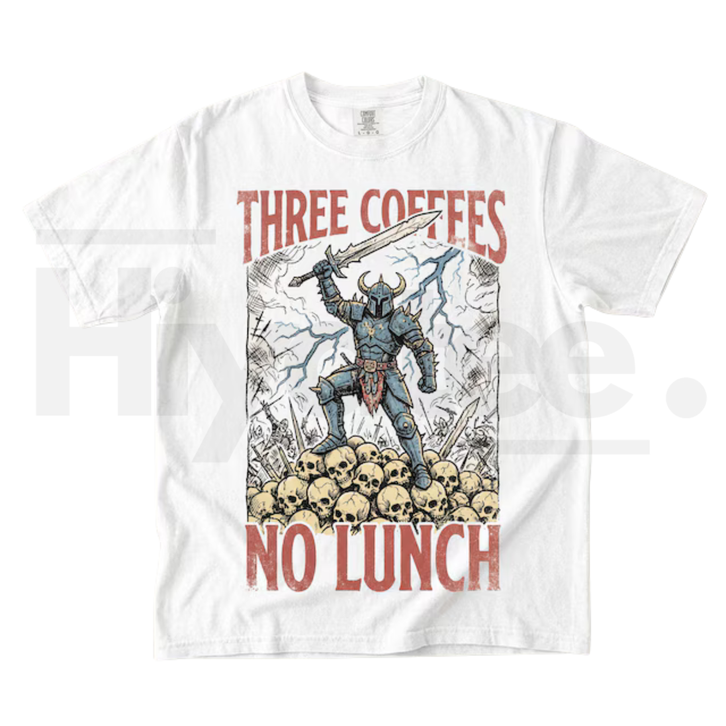 Three Coffees No Lunch Comfort Colors Shirt Funny Dark Humor Work Tee