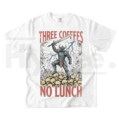 Three Coffees No Lunch Comfort Colors Shirt Funny Dark Humor Work Tee