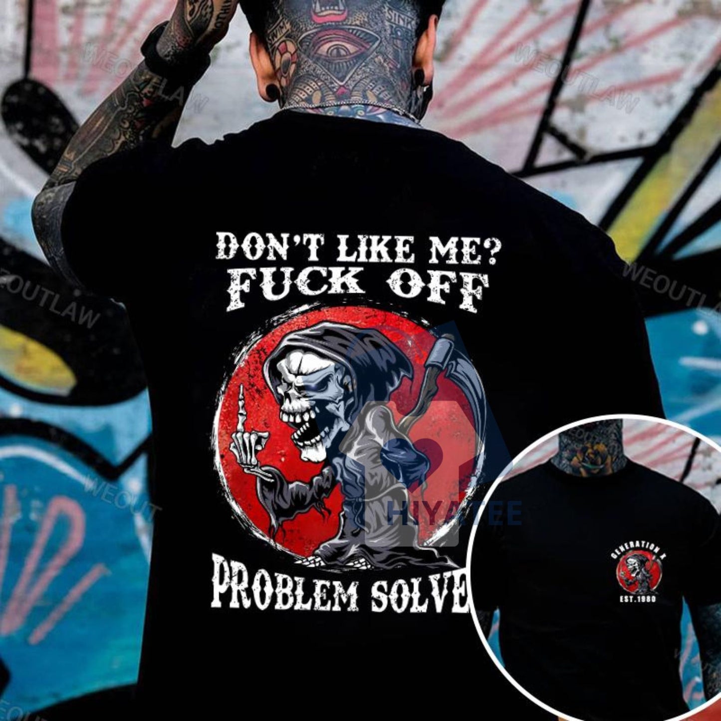 Don’t Like Me F*ck Off Problem Solved T-Shirt – Bold Statement Graphic Tee, Halloween Attitude Shirt for Men & Women