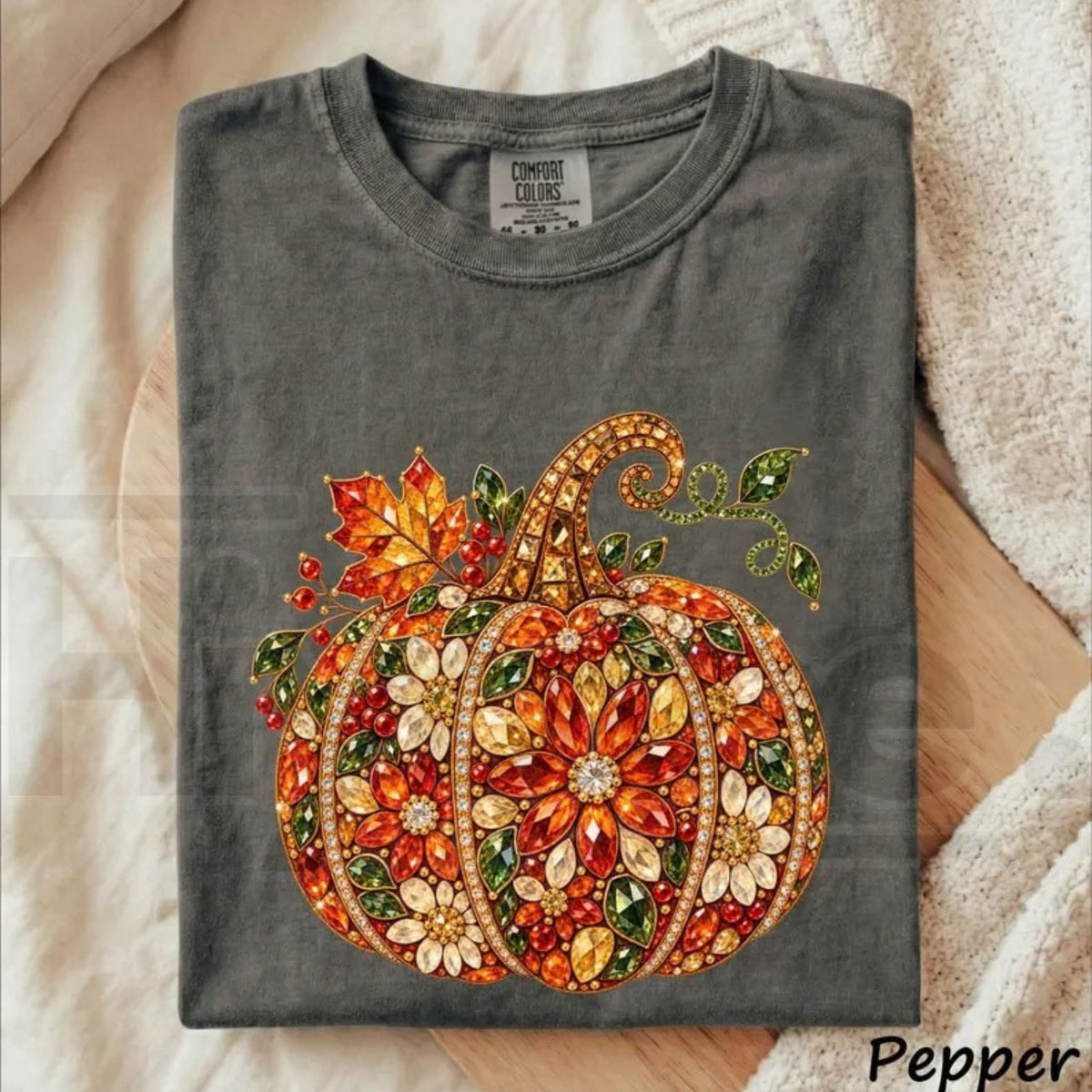 Comfort Colors Jeweled Rhinestone Pumpkin Halloween Tee