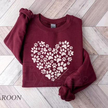 Paw Heart Valentines Sweatshirt: Dog Mom Heart Shirt & Dog Lover Gift