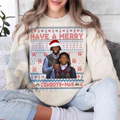 Merry Pickens Lamb Christmas Ugly Graphic Sweatshirt: Best Duo Pic and CeeD Christmas Sweater, NFL Fan Holiday Gift
