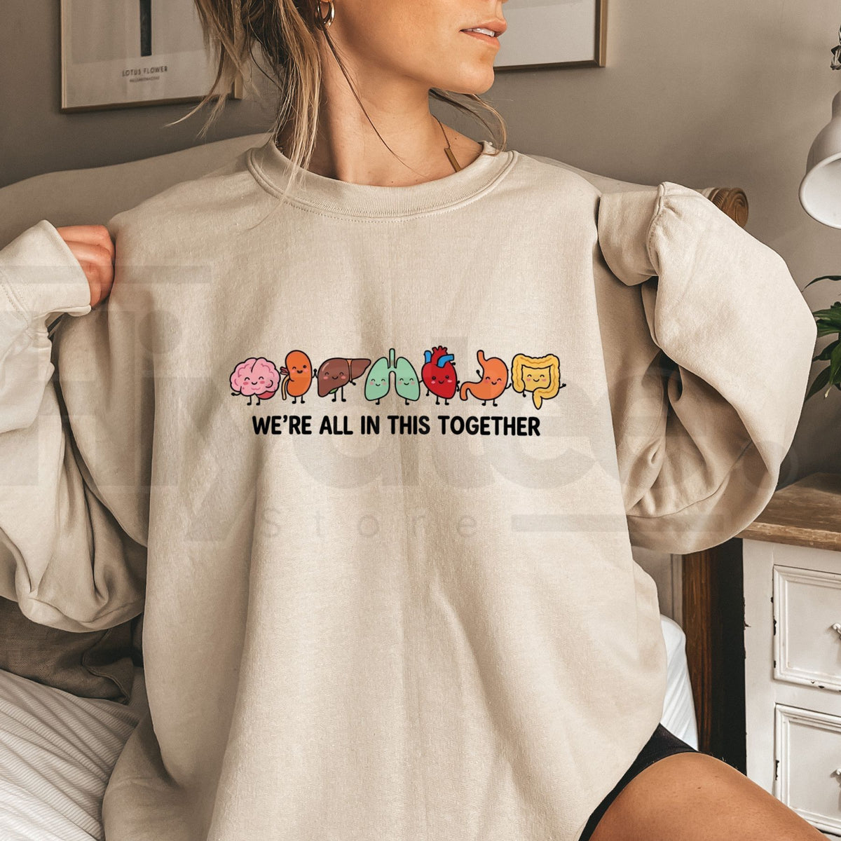 Funny Anatomy Embroidered Sweatshirt – Cute Body Organs Crewneck, Medical Humor Pullover, Gift for Medical Students