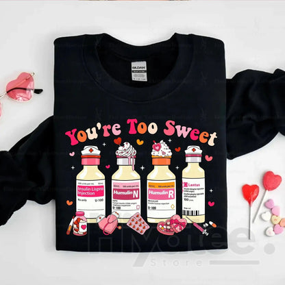 ER & ICU Nurse Valentine’s Day Shirt: Cute Insulin Diabetes Nursing Crewneck