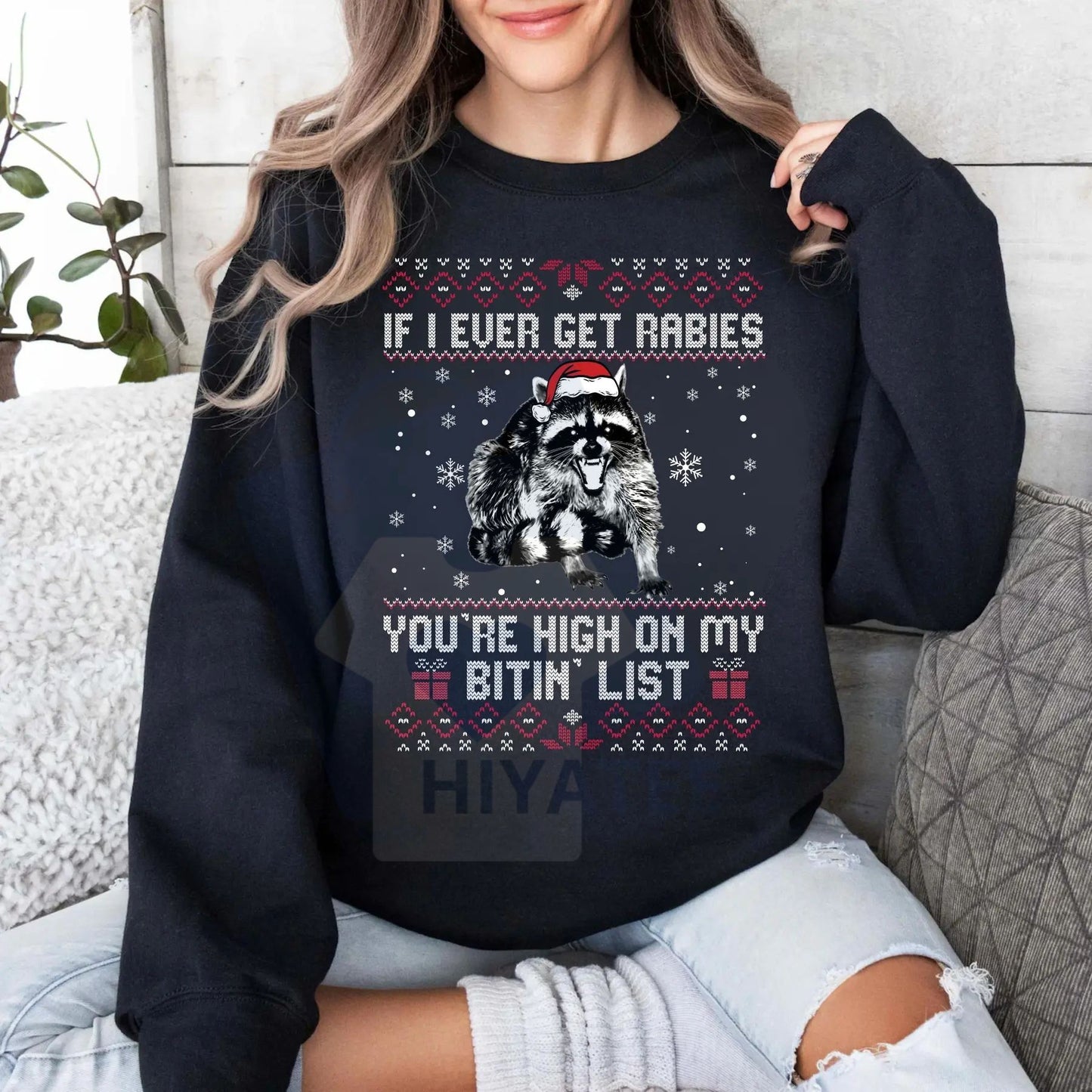 Rabies Bitin' List Funny Christmas Sweatshirt