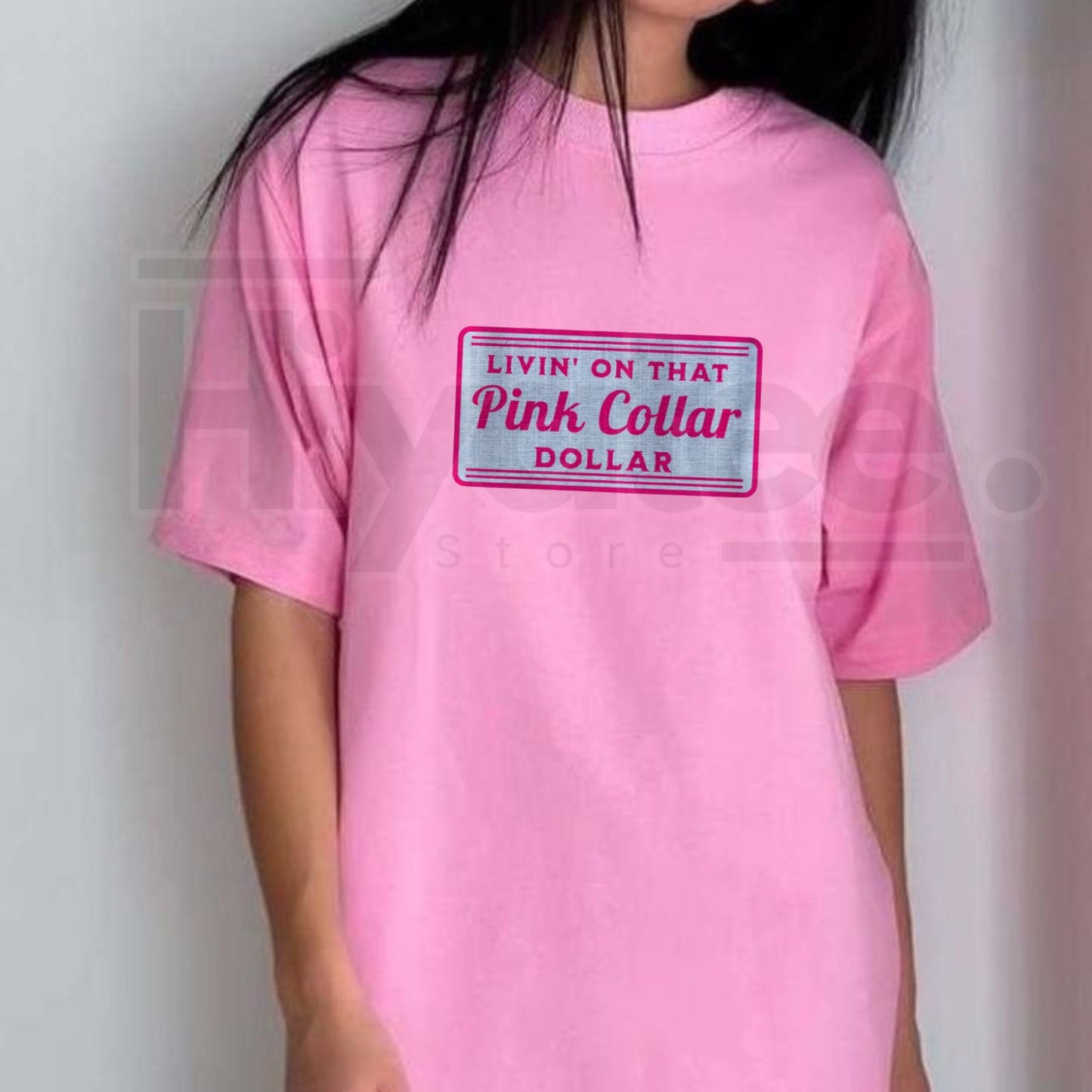 "Pink Collar Dollar" – Vintage Western Hot Pink Graphic Top