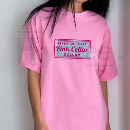 "Pink Collar Dollar" – Vintage Western Hot Pink Graphic Top