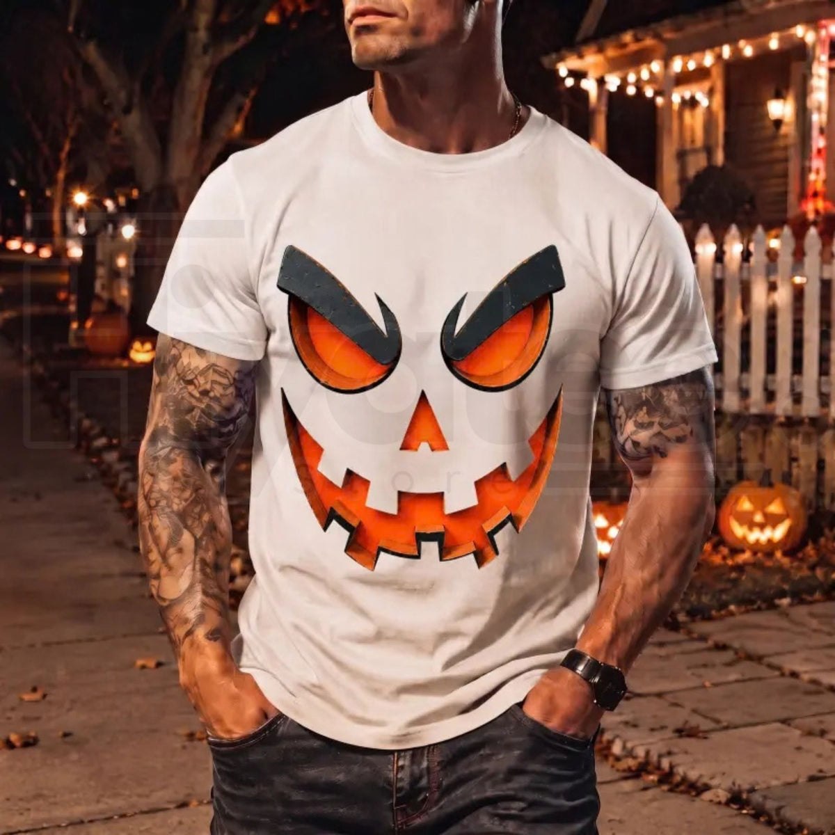 Men's Scary Evil Jack O' Lantern T-Shirt – Spooky Halloween Graphic Tee